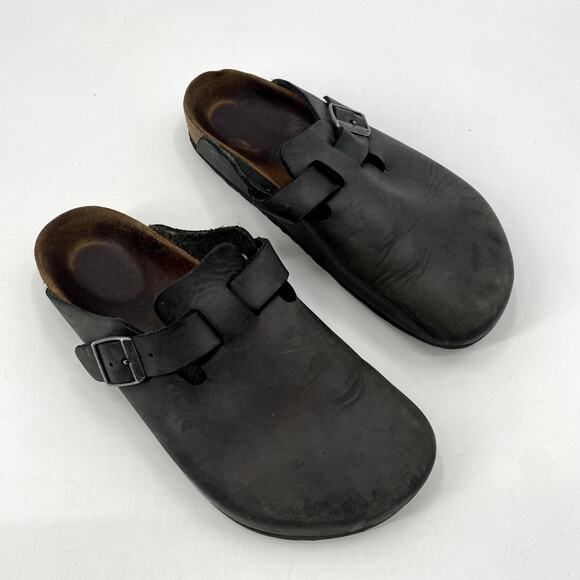 Birkenstock black leather clog sandals - Picture 1 of 6